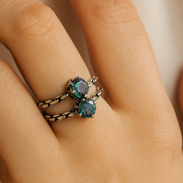 Colored gem Charm Ring