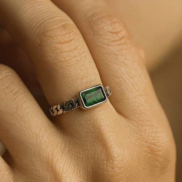 Green Square Gem Ring