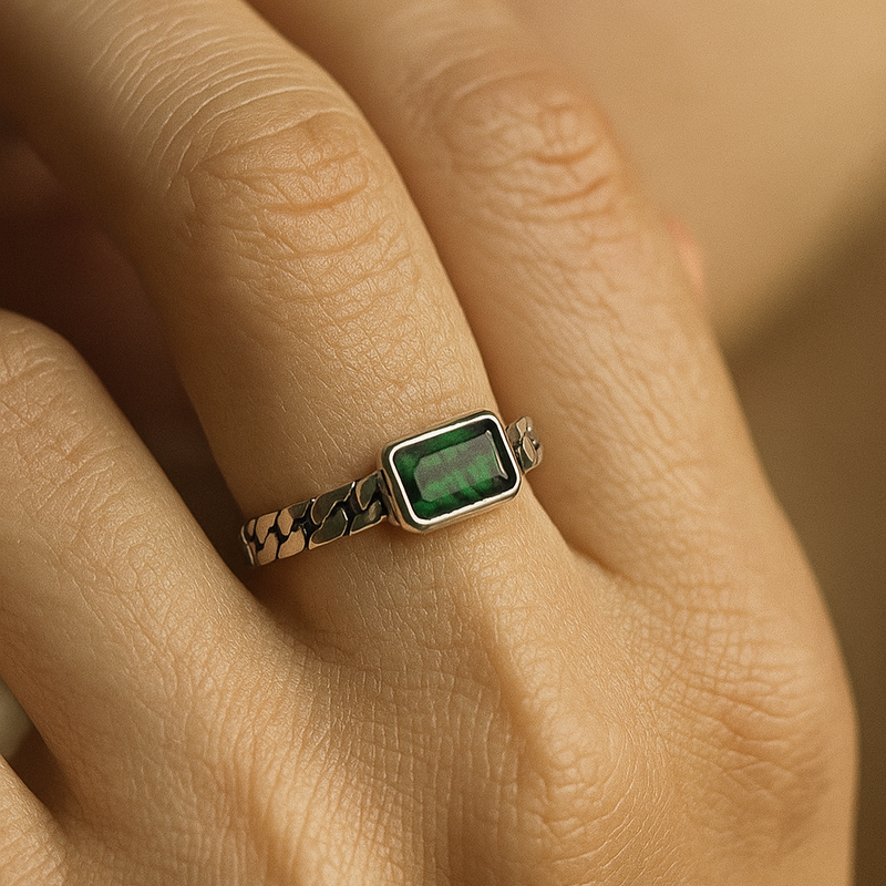 Green Square Gem Ring