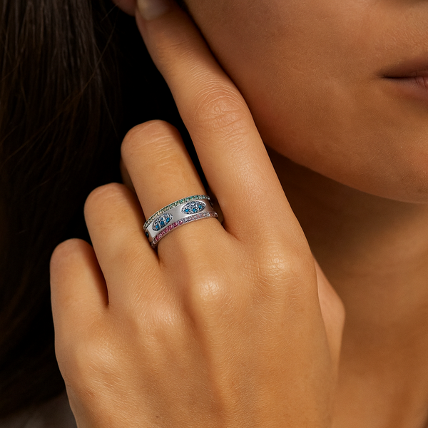 Light Luxury  Colorful Diamonds Ring