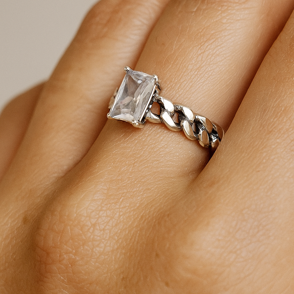 Square Diamond Personalized Ring