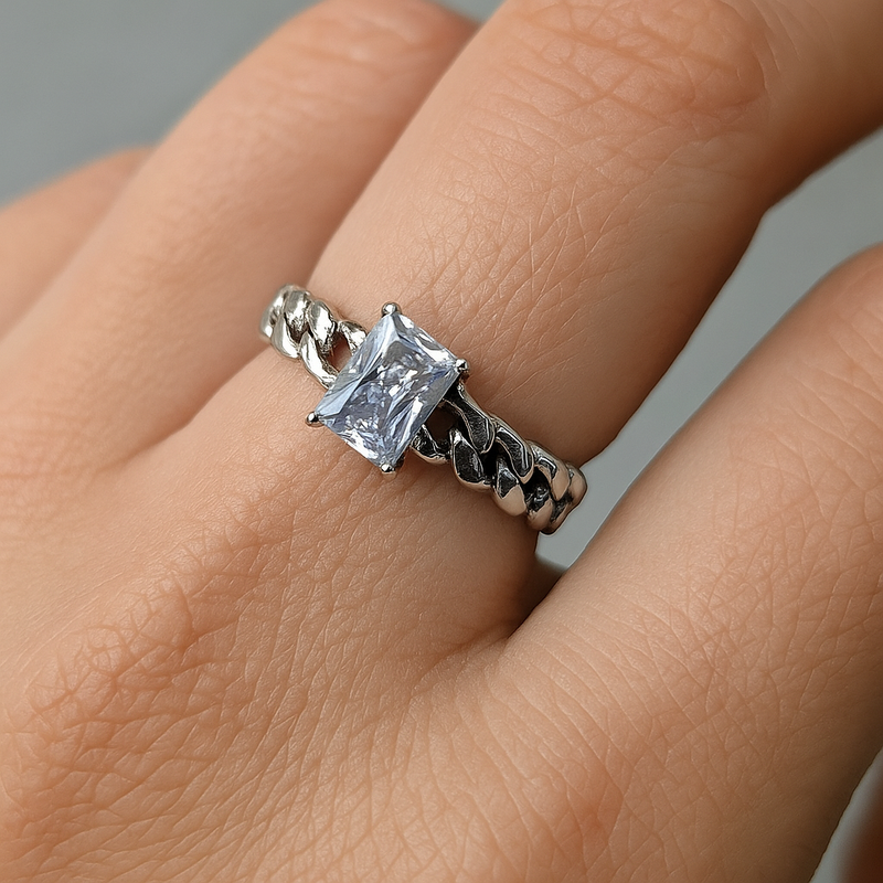 Square Diamond Personalized Ring