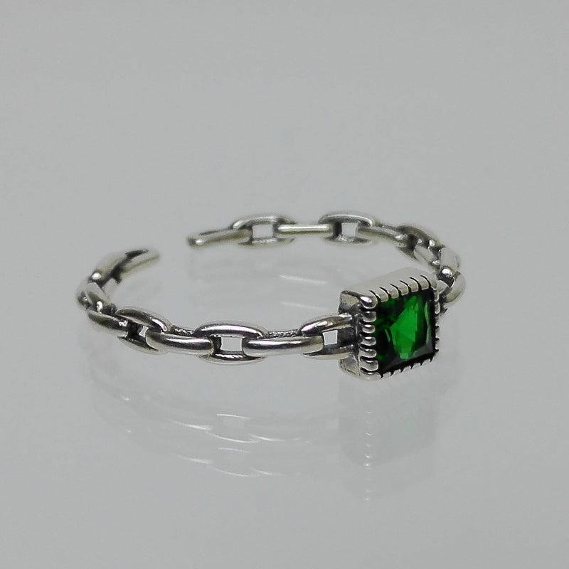 Emerald Zircon Chain Ring