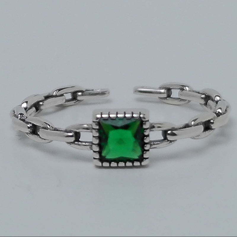 Emerald Zircon Chain Ring