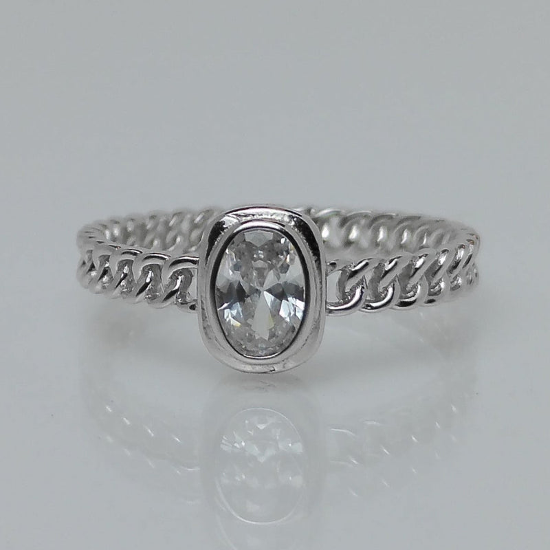 Hollow Chain Oval Ring