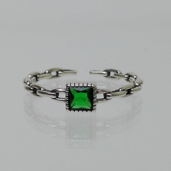 Emerald Zircon Chain Ring