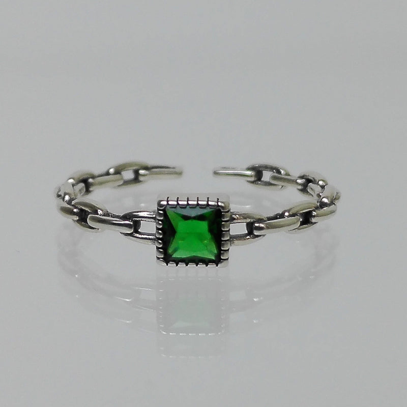 Emerald Zircon Chain Ring