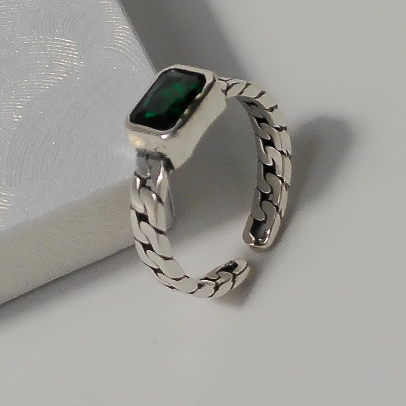 Green Square Gem Ring