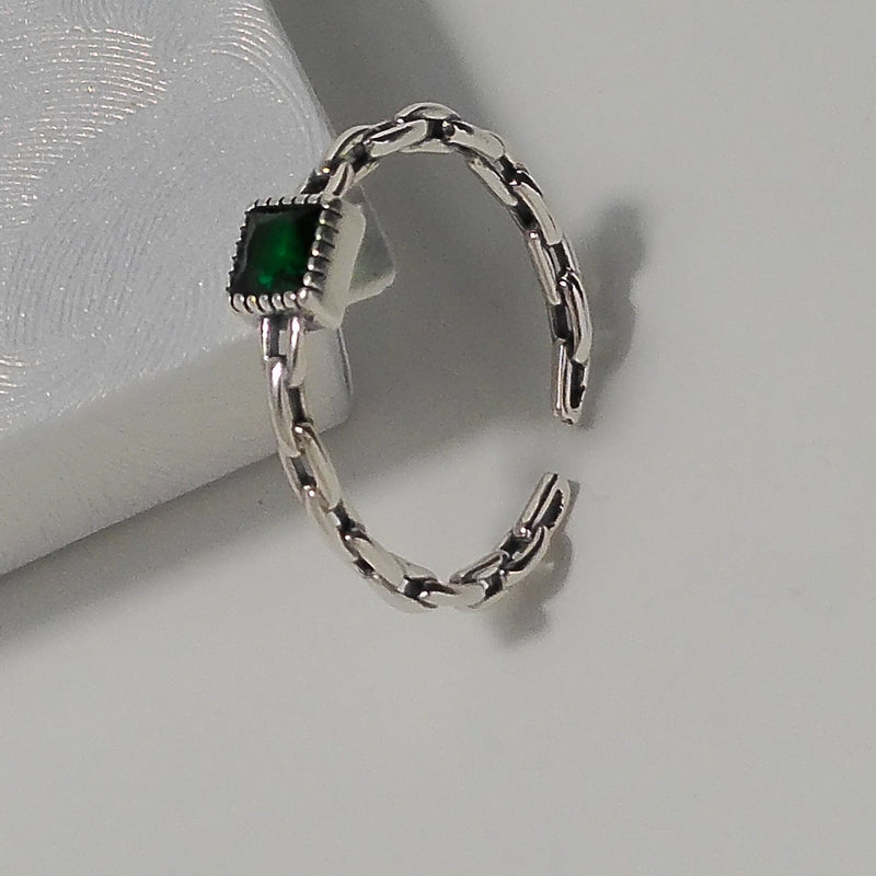 Emerald Zircon Chain Ring