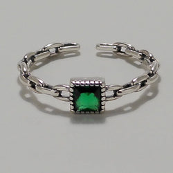 Emerald Zircon Chain Ring