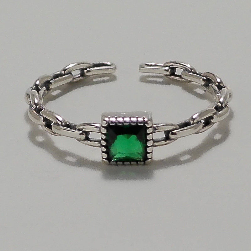 Emerald Zircon Chain Ring