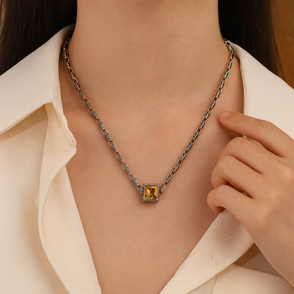 Double Color Cubic Necklace