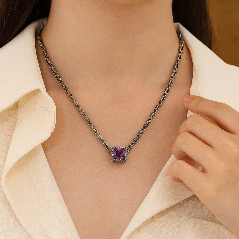 Double Color Cubic Necklace